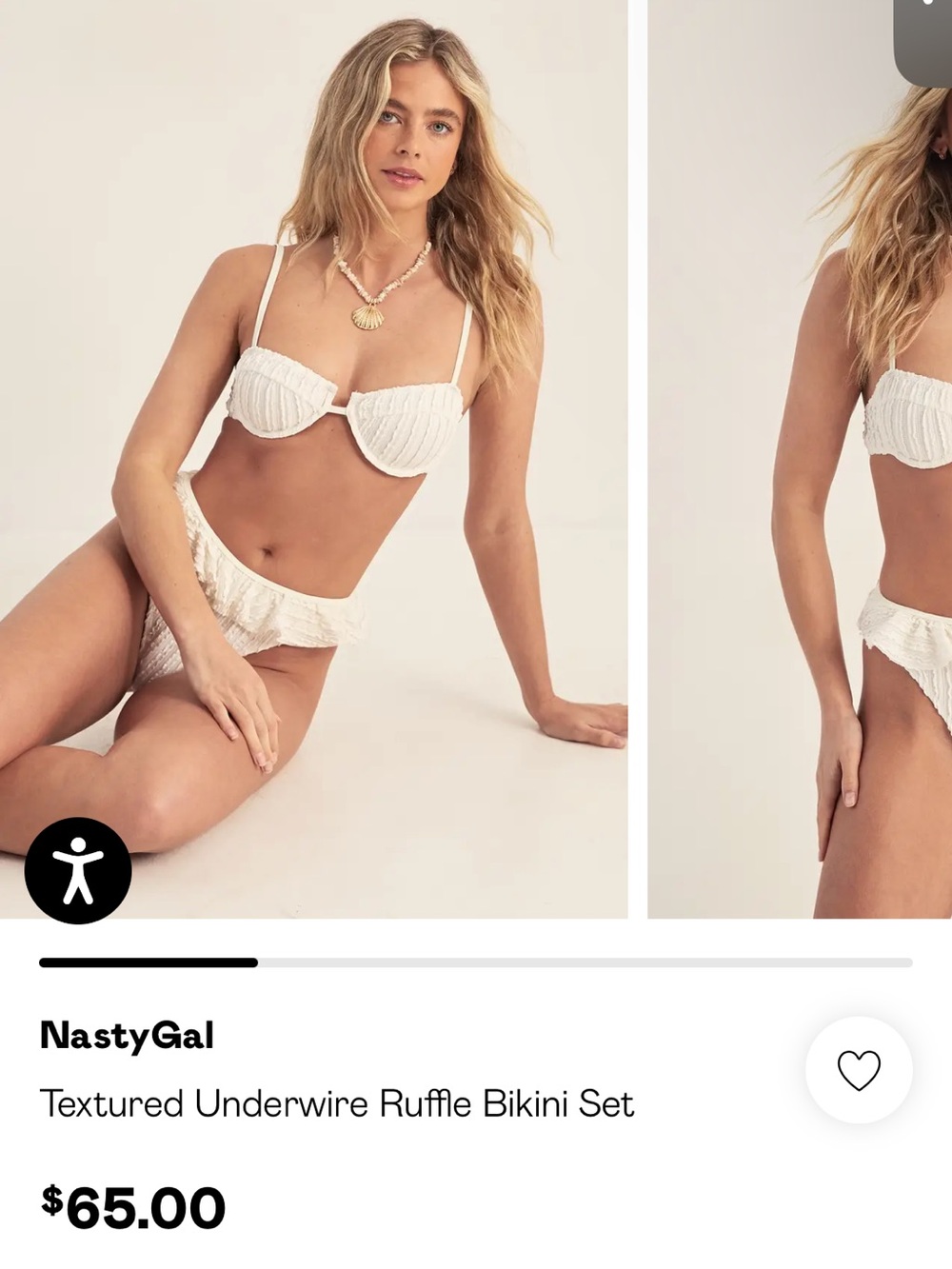 Nasty Gal White Textured Underwire Ruffle Bikini Top